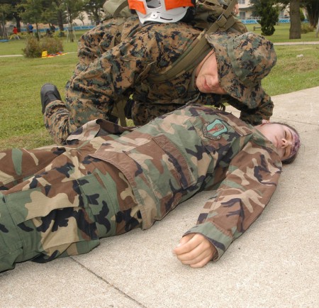 Fainted female soldier
